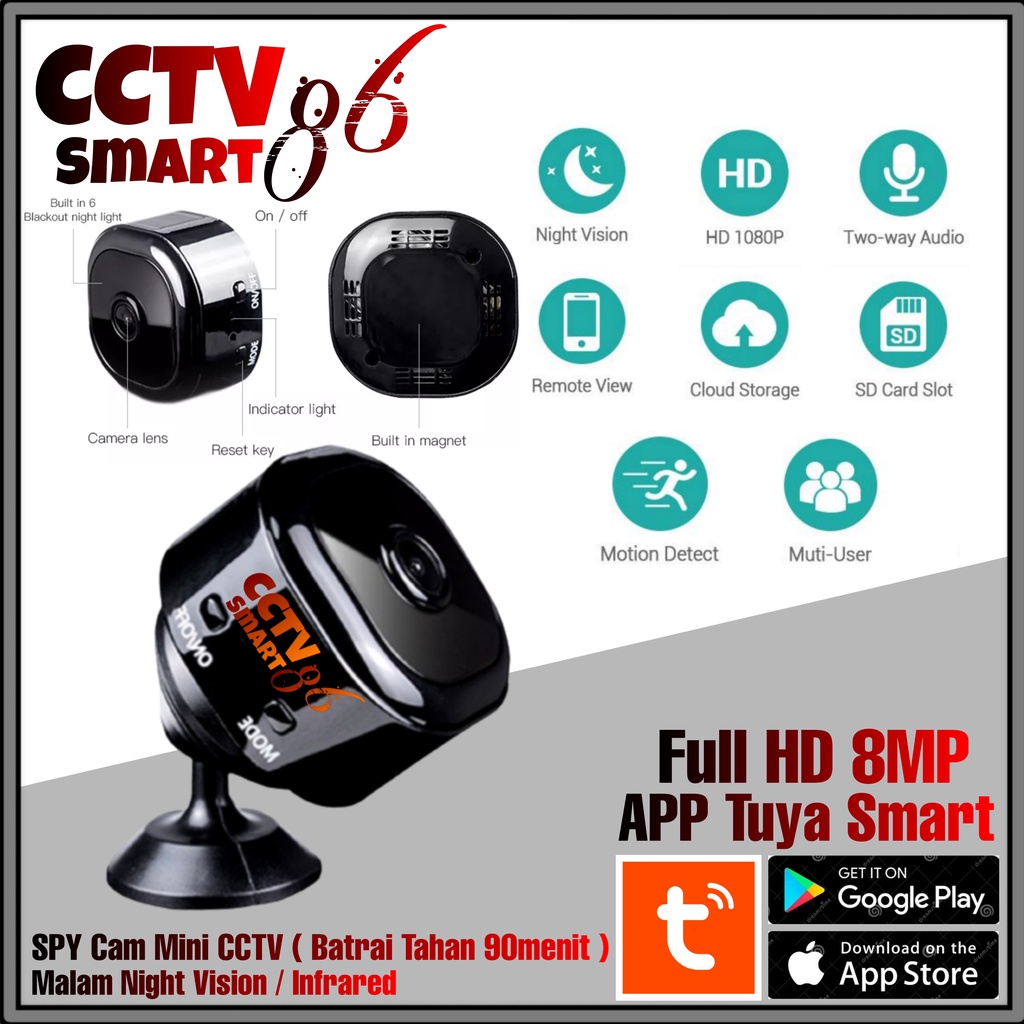 NEW Camera CCTV Mini Wireless SPY Camera Mini Tuya Smart Wifi 8MP Suara & Video