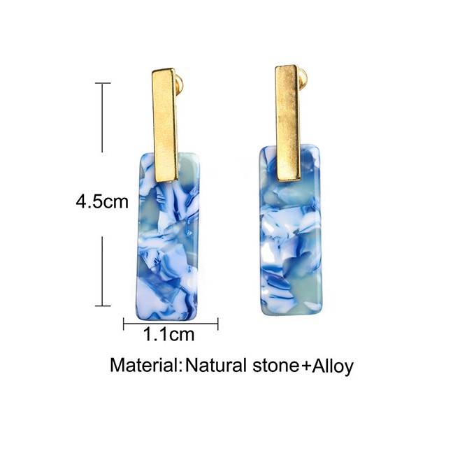 LRC Anting Tusuk Fashion Blue Stained Acrylic Geometric D60655