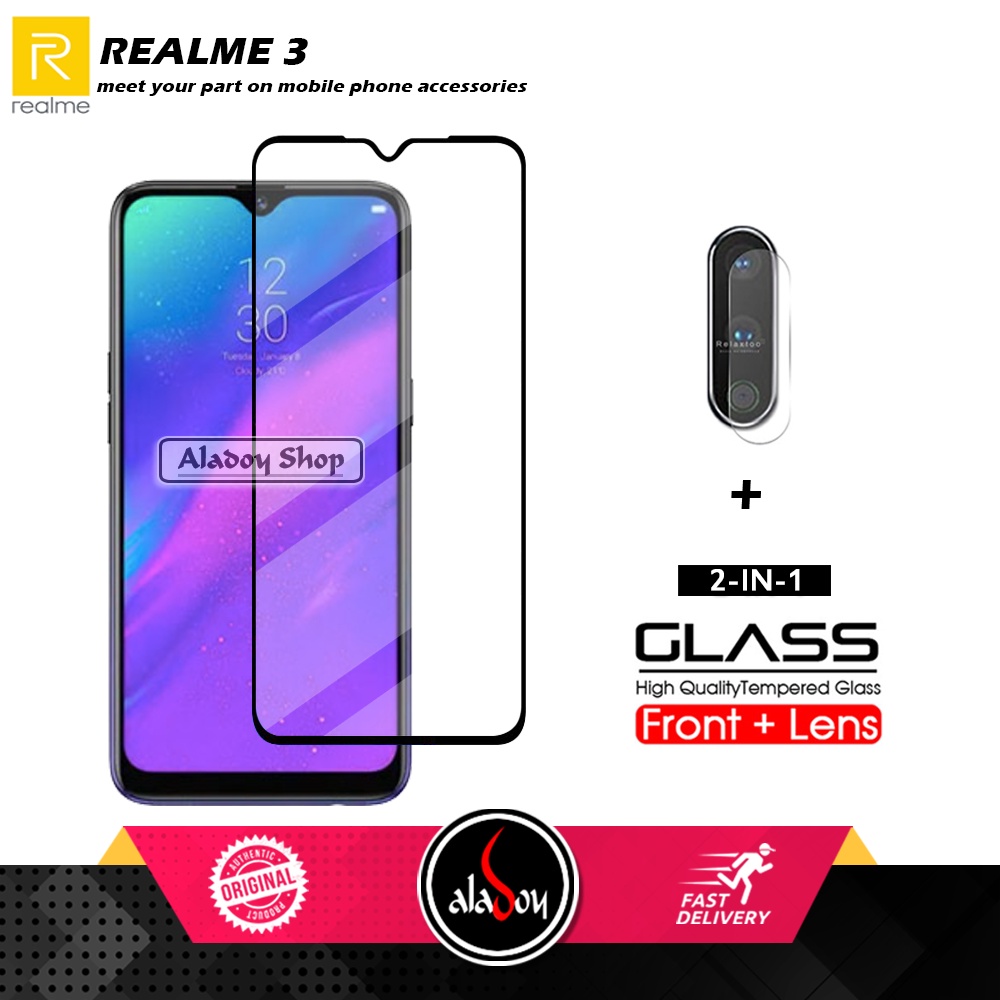 Tempered Glass Realme 3 PAKET 2 IN 1 Tempered Glass Layar dan Tempered Glass Camera