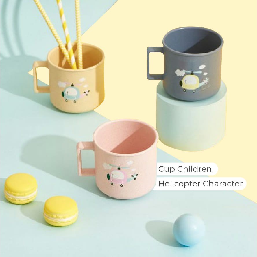 SET Tempat Makan Anak Murah Lucu Helikopter Pink Perlengkapan Makan Pesawat MPASI Tableware Anak Bahan Wheat Airplane