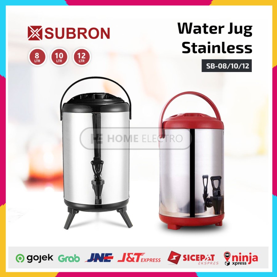 Subron Water Jug Stainless Steel Hot Cold 8 Ltr Coffee Juice Dispenser - 8 Liter, Merah