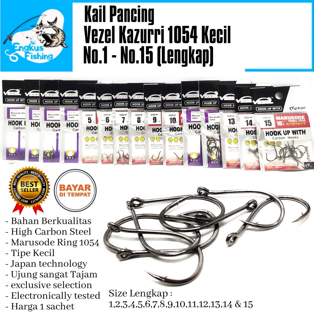 Kail Pancing Vezel Kazurri Marusode Ring 1054 Kecil (No.1-15 Lengkap) Murah - Engkus Fishing