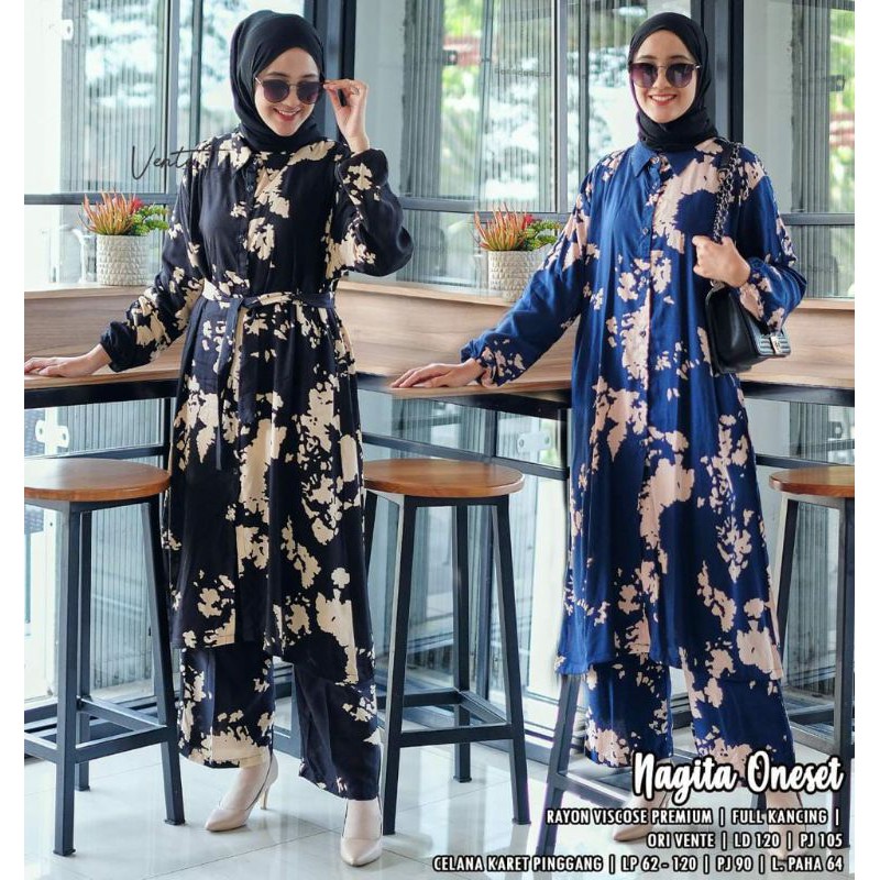 [size jumbo] nagita daily set jumbo LD 120cm - setelan tunik dan celana rayon viscose