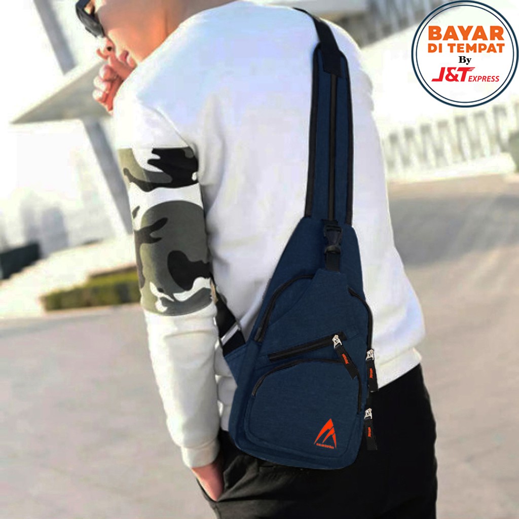 [JURAGAN TAS] Metric Mi11# Tas Pria Tas Wanita Tas Ransel Tali Satu Tas Slingbag Original - Blue