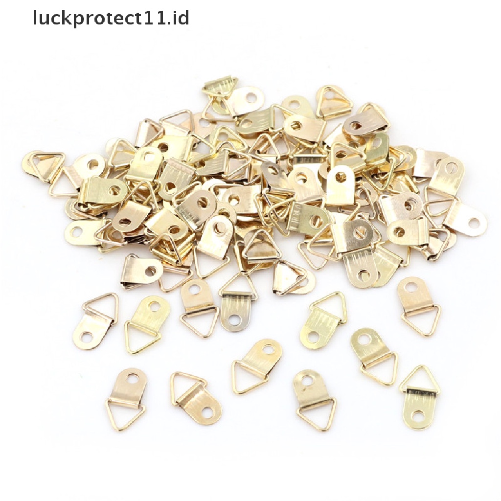 //HG&amp;ID// 100pcs Mini Golden Triangle D-Ring Picture Oil Painting Mirror Photo Frame Hook Hanger 10x20mm Furniture Accessories .