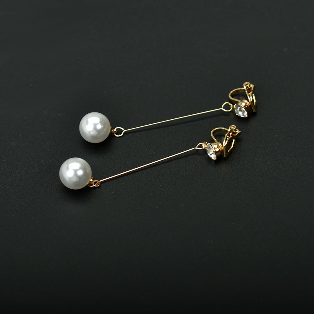 Anting Klip Tanpa Tindik Hias Mutiara Warna Emas Untuk Wanita