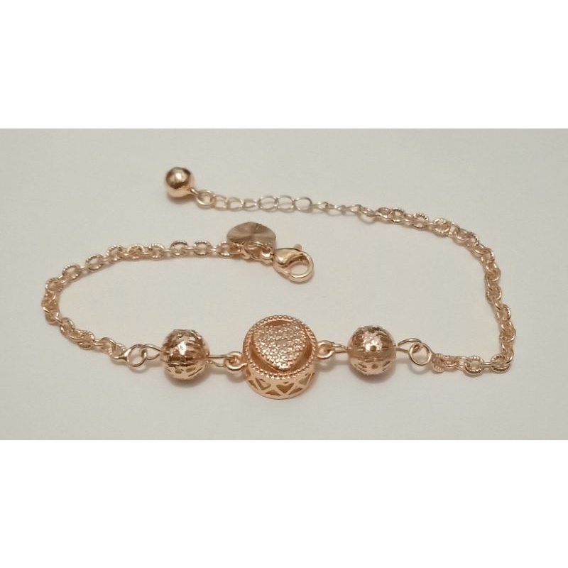 Rk33. Gelang xuping wanita lapis emas dgn mata zircon