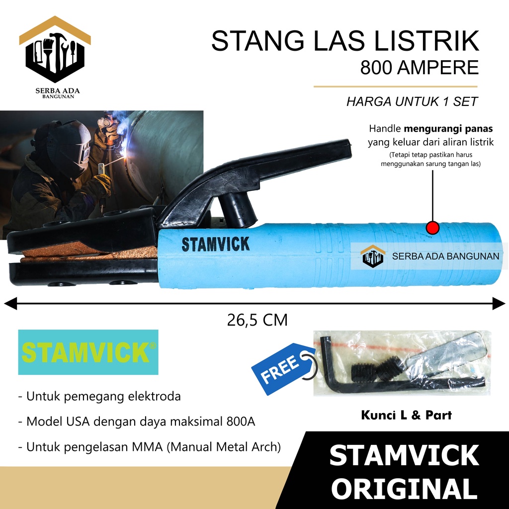 TANG LAS STAMVICK 800A PEGANGAN LAS 800 AMPERE GAGANG STANG LAS 800 AMP UNTUK TRAVO LAS SEGALA MERK