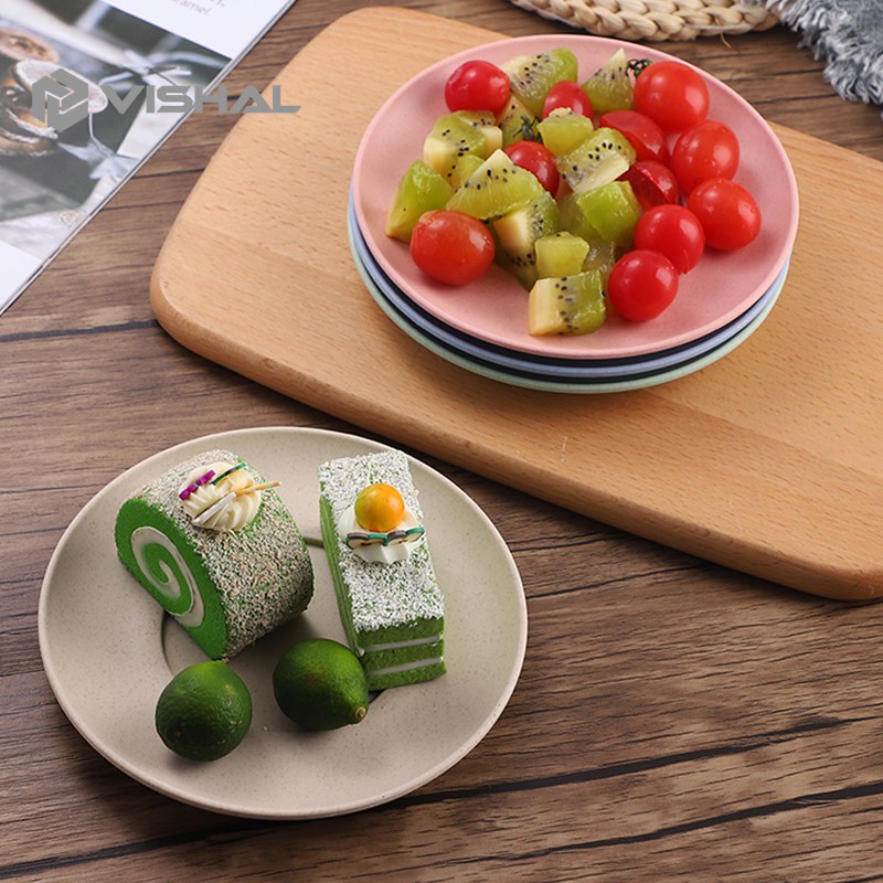 VISHAL Piring KECIL Wheat Straw Plate 1 Set Isi 4 Pcs Warna Warni  Simple Dinner High Quality Wheat
