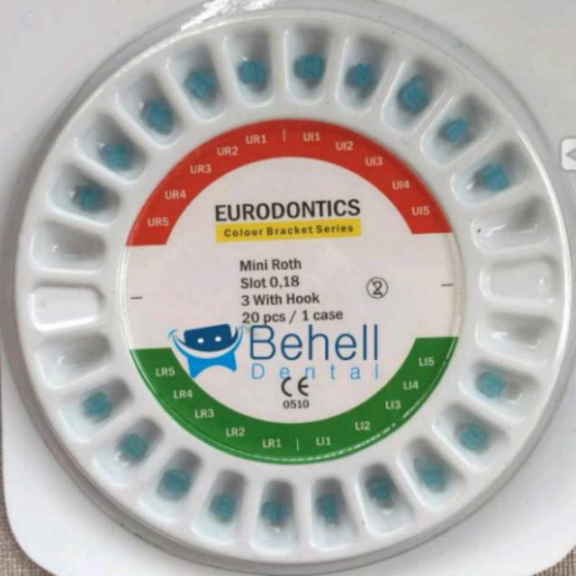 [ORIGINAL] BRACKET BEHEL GIGI PERMANEN CERAMIC EURODONTIC USA BIRU Mini Roth 0.18 Hook With 3 // Kawat Gigi Ortho Perawatan KERAMIK TRANSPARAN TRANSFARAN CLEAR DENTAL // Eurodontics Euro Original