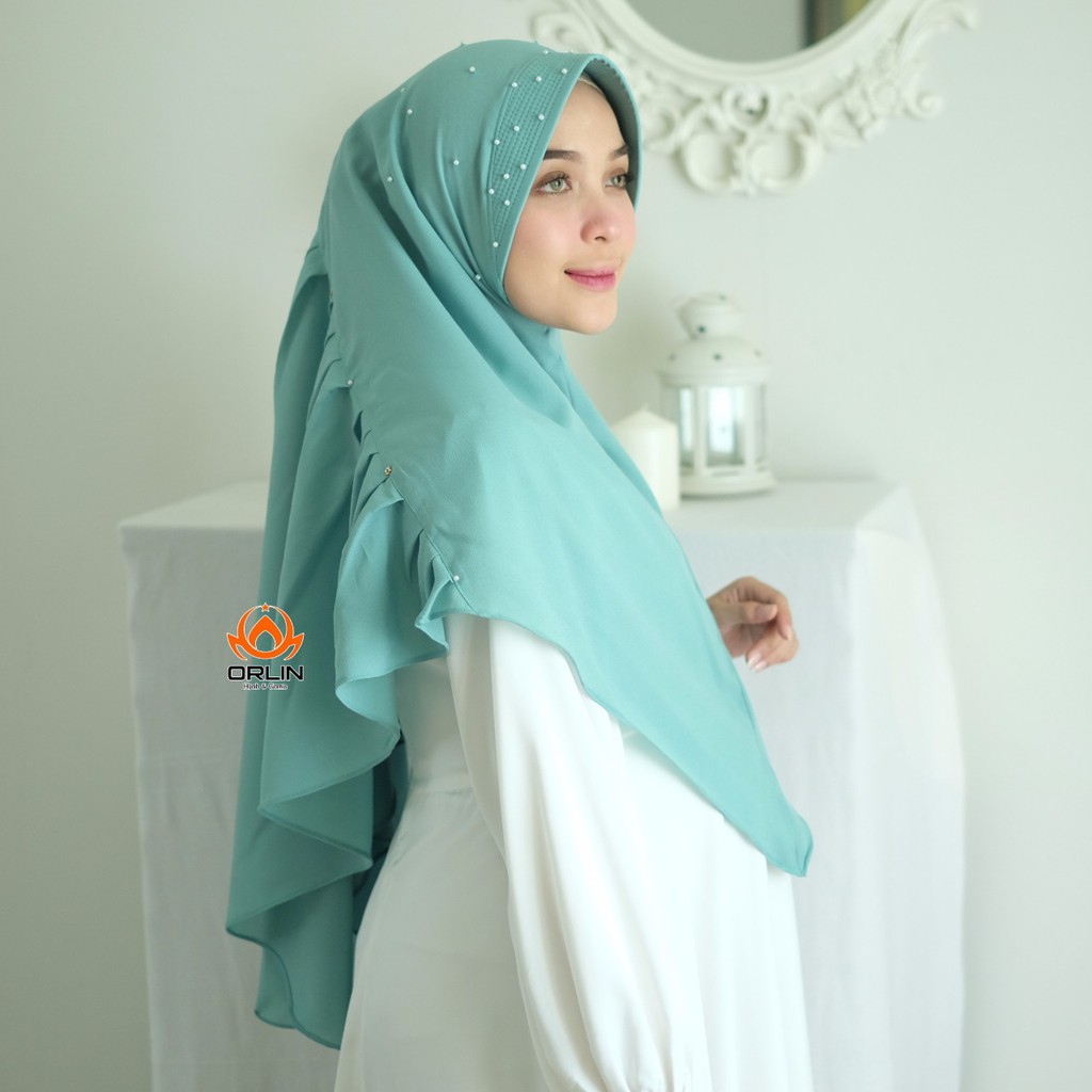 ORLIN HIJAB SALMA GURITA LAZMY BAHAN DIAMOND CREPE MUTIARA SWAROVSKY BY INDOHIJAB GROSIR