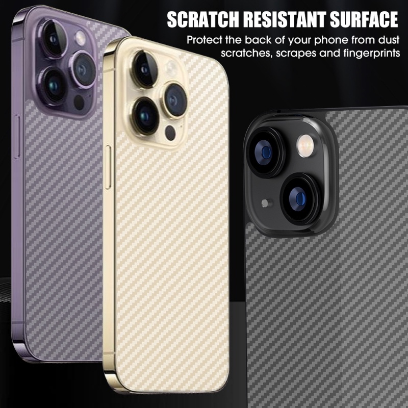 Stiker Film Pelindung Belakang Tekstur Carbon Fiber 3D Translucent Anti Gores Untuk Iphone 14 / 14 Plus / 14 Pro / 14 Pro Max