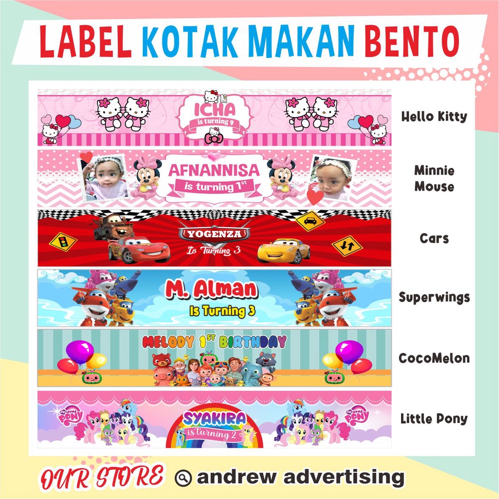 LABEL BENTO / LABEL AQIQAH / LABEL NASI BENTO ULTAH MURAH