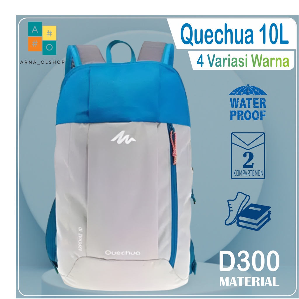 Quechua Tas Ransel Sepatu Sport Mini 10Liter Anti air Resleting Best Quality Murah Tas Sekolah QCA