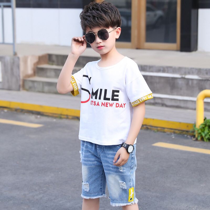 (LOLI-JKT) BOY-07 STELAN ANAK COWOK IMPORT CASUAL MODE &quot;SMILE IT'S A NEW DAY&quot; 110-160