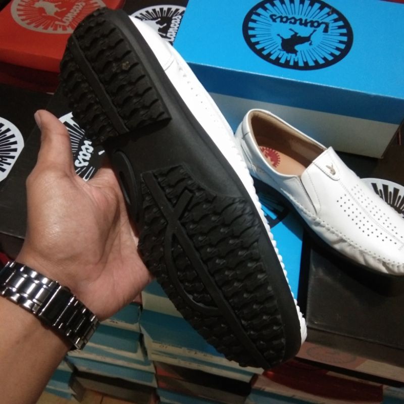 Sepatu lancas Casual Pria Putih Kulit asli Santai