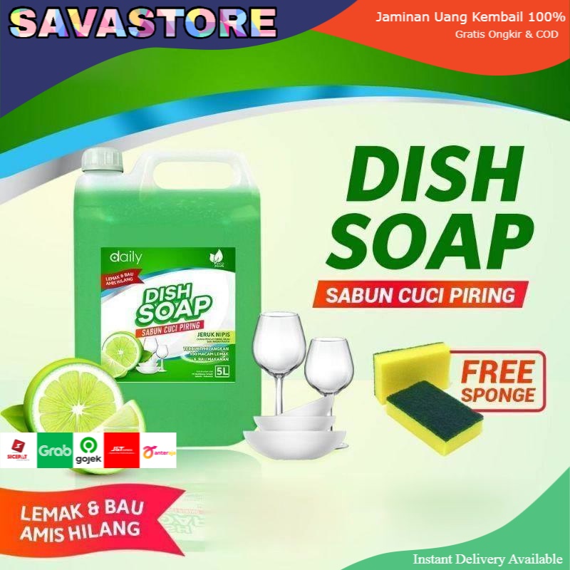 SABUN CUCI PIRING 5 LITER DISH SOAP 5L + FREE SPONS CUCI PIRING