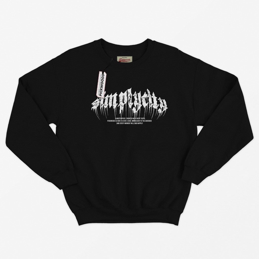 SWEATER PRIA CREWNECK PRIA CREWNECK PICKWOODS HITAM METAL DISASTER  / SWITER PICKWOODS PRIA DAN WANITA TERLARIS