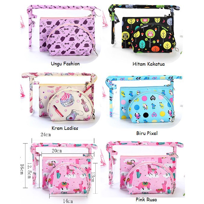Igrosir Korean 3in1 beauty / cosmetic / Pouch / toiletries / multi-purpose bag / Tas Kosmetik
