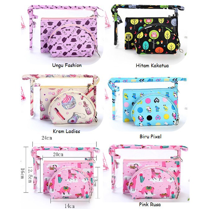 Travelmate Korean 3in1 cosmetic beauty pouch / tas kosmetik 3 in 1 / Sling bag serbaguna