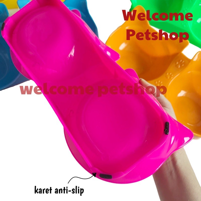 Tempat Makan dan Minum Kelinci Anjing Kucing / Tempat Makan Hewan / Plate Double New