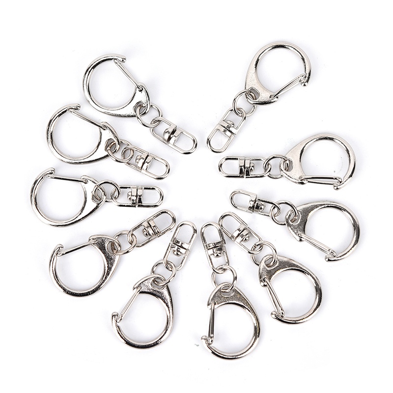 (LUCKID) 10pcs Gantungan Kunci Split Ring Warna Silver Polished DIY