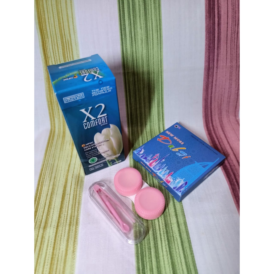 Paket Softlens New More Dubai Normal Dia 14,5mm + Air Softlens X2 60ml + Pinset Paket Softlens Lengkap Murah