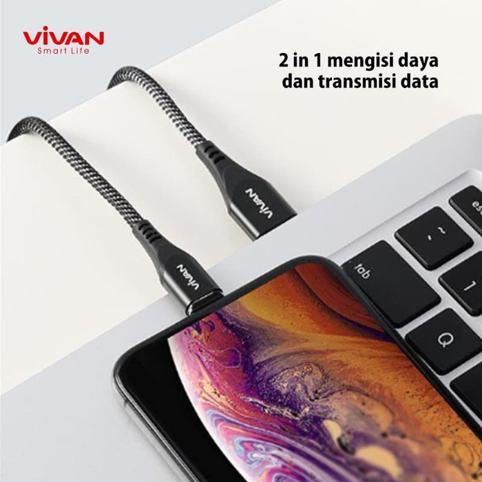 Kabel Data iPhone VIVAN MGL100 2.4A Super Strong Magnetic Quick Charge-  Garansi Resmi 1 Tahun