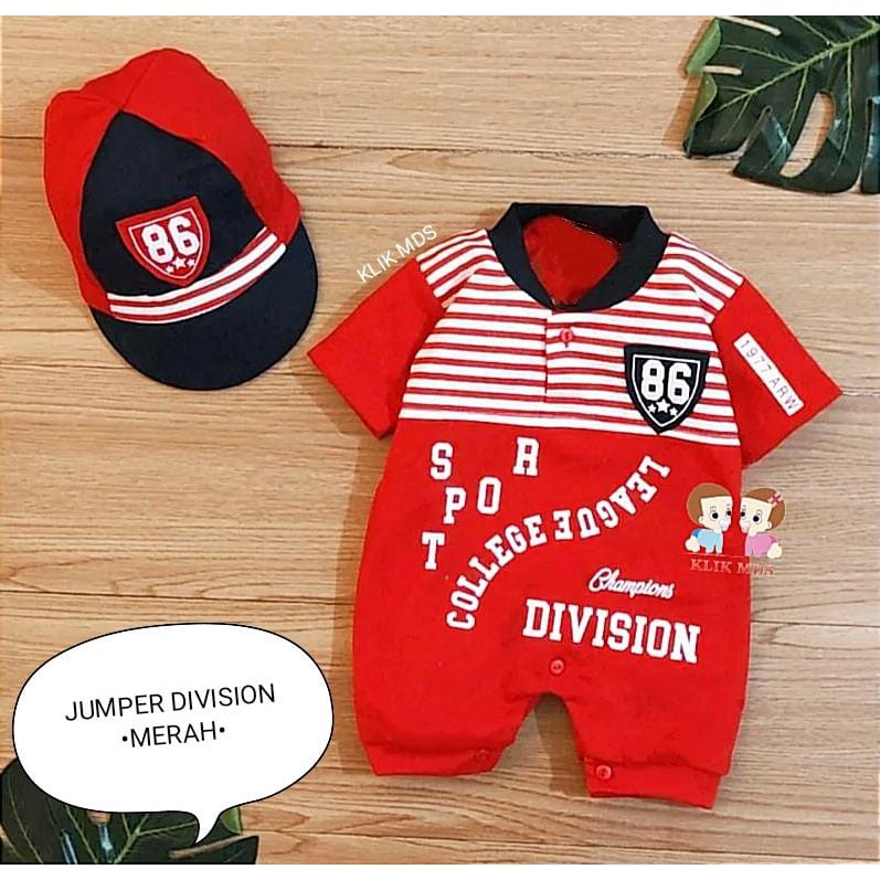 Klik Mds jumper Anak Bayi 0-6 Bulan Motif Sport Division 86 Free Topi / Jumper Anak Bayi laki-laki