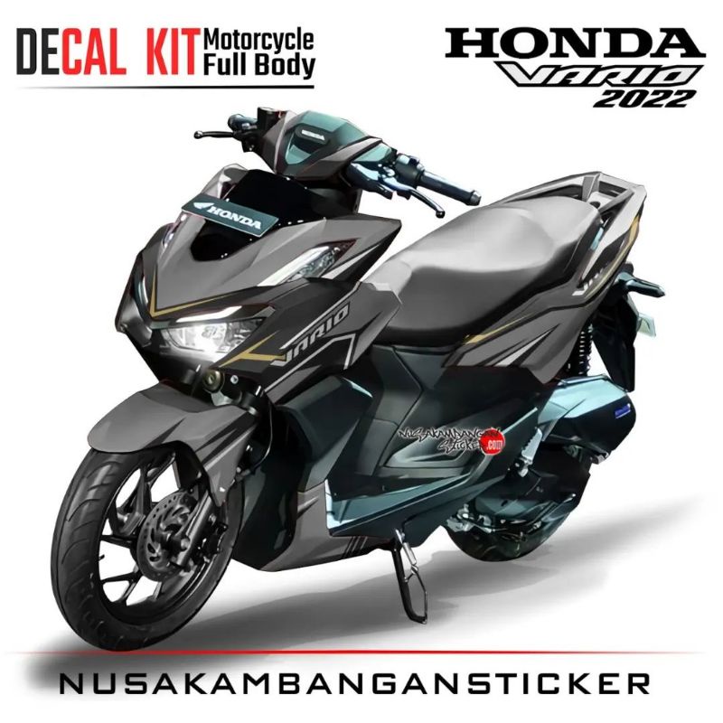 Decal Stiker Motor Honda Vario 160 New Full Body Abu abu Grafis Racing Team Sticker Custom Variasi M