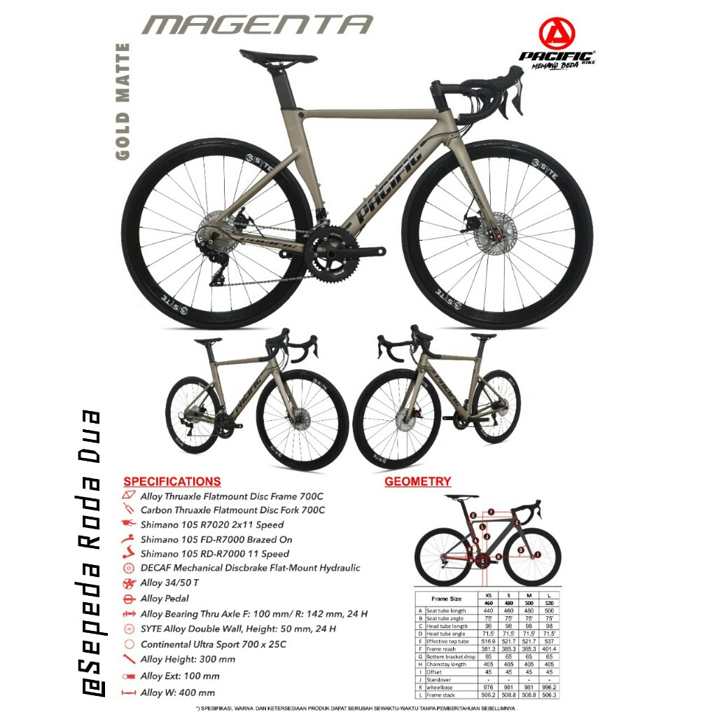 Road Bike 700 x 25C  Pacific Carbon Magenta (2x11speed)