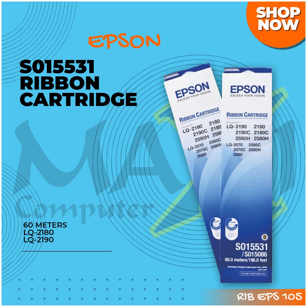Epson S015531 / S015086 60 Meters / 196.8 Feet LQ-2180 LQ-2190 Ribbon Cartridge Pita