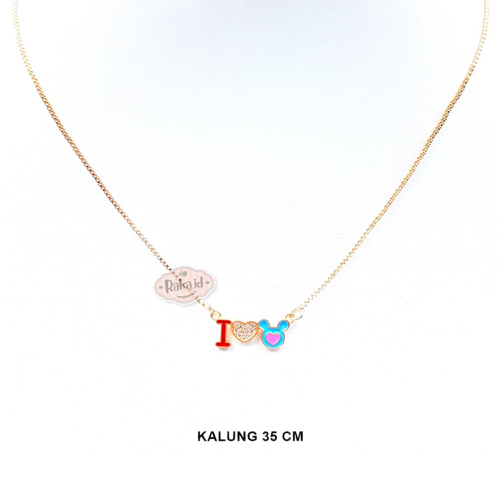 RAKA Acc - Kalung Anak I LOVE MICKEY Xuping Gold Perhiasan Cantik Wanita Lapis Emas 18k 249