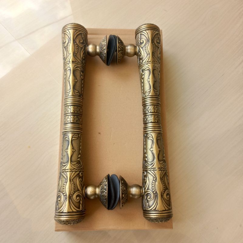 HANDLE PINTU KUNINGAN MEWAH 44CM PENDOPO UKIR