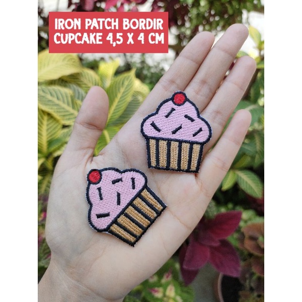Tambalan Bordir Cupcake Tinggal Setrika Iron Patch Bordiran Cake Lucu Patch Iron Full Bordir Premium