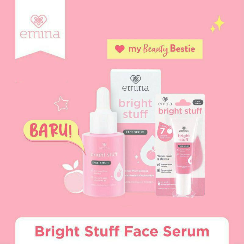 EMINA BRIGHT STUFF FACE SERUM 30ML -7,5 ML/ serum wajah glowing emina/serum emina/emina bright stuff