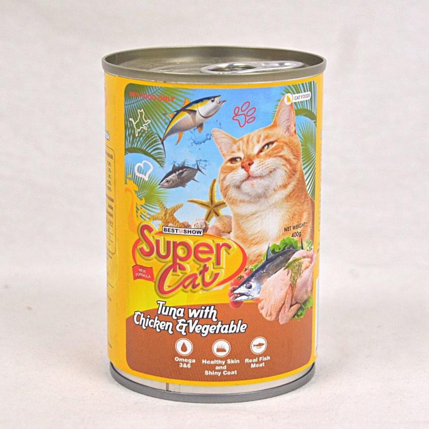 SuperCat Adult Tuna Chicken Vegetable 400Gram Super Cat Food Kaleng Makanan Kucing Dewasa