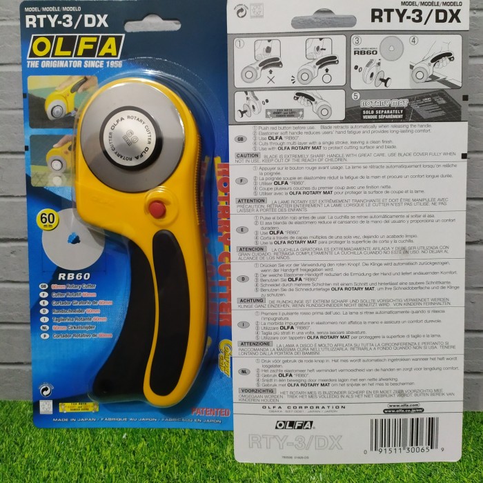 

Cantik Pemotong Kain Rotary Cutter 60Mm Rty-3/Dx Olfa Terlaris