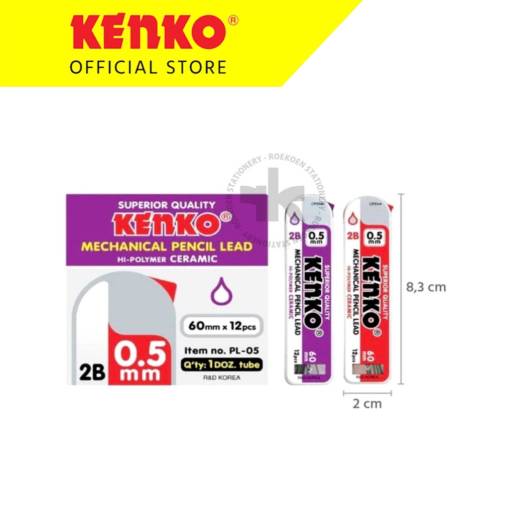 

Kenko Refill Pensil Mekanik Lead 2B 0.5mm PL-05 (0.5 x 60mm x 12)