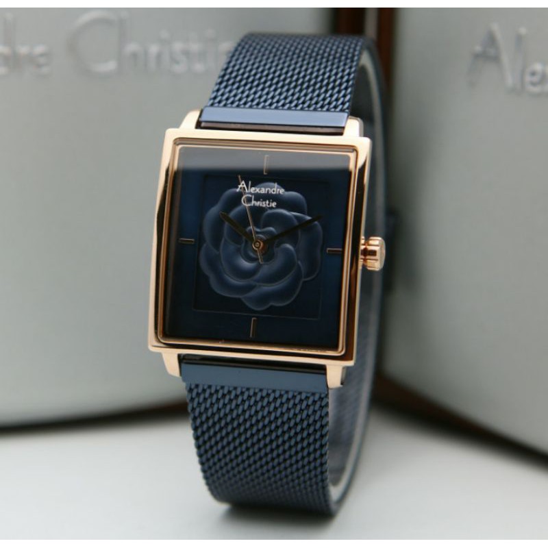 Alexandre Christie 2848 Blue Rosegold Jam Wanita Original