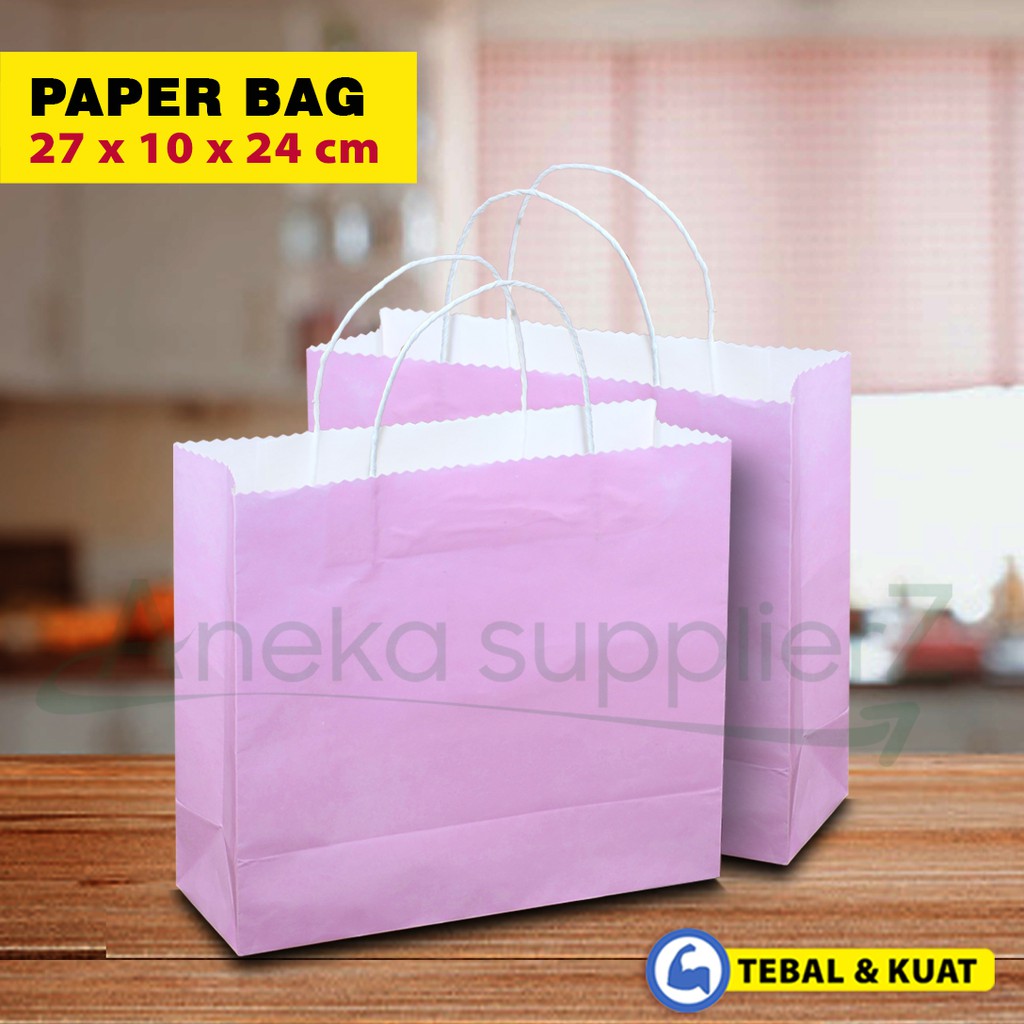 

Paper Bag Polos - Paper Bag Tali Kertas |27x10x24 cm - PINK (20PC)