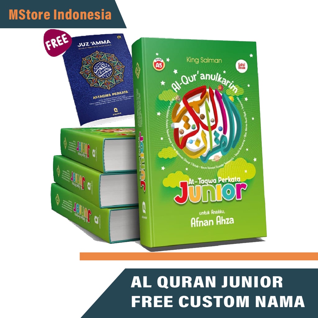 Al Quran Anak Junior - Alquran Terjemah -  Quran Custom Nama Ukuran A5 - King Salman Junior