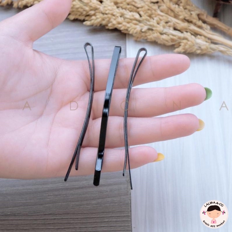 JEPIT SLIP POLOS LIDI TEBAL HITAM PONI 12PC GROSIR LUSINAN