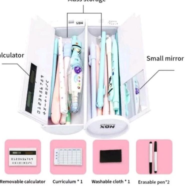 

Y Tempat pensil bentuk tabung karakter, ada whiteboard, kalkulator, spidol dan cermin AZcy (Ready)