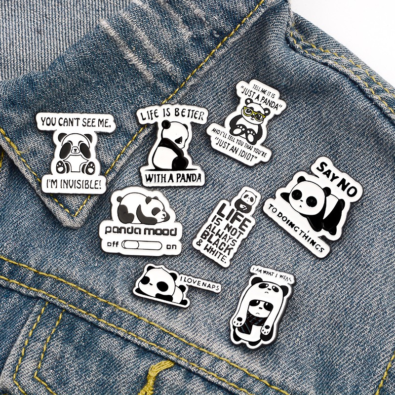 Bros Pin Enamel Bentuk Kartun Panda 8 Gaya Untuk Hadiah
