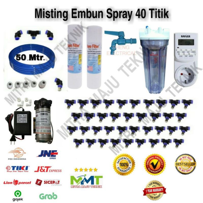 Paket Misting Kabut Embun Mist Nozzle 40 Titik Kojin+Timer On Of