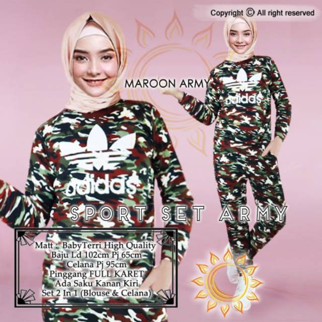 setelan baju olahraga army/setelan baju olahraga wanita kekinian/baju olahraga sepeda wanita
