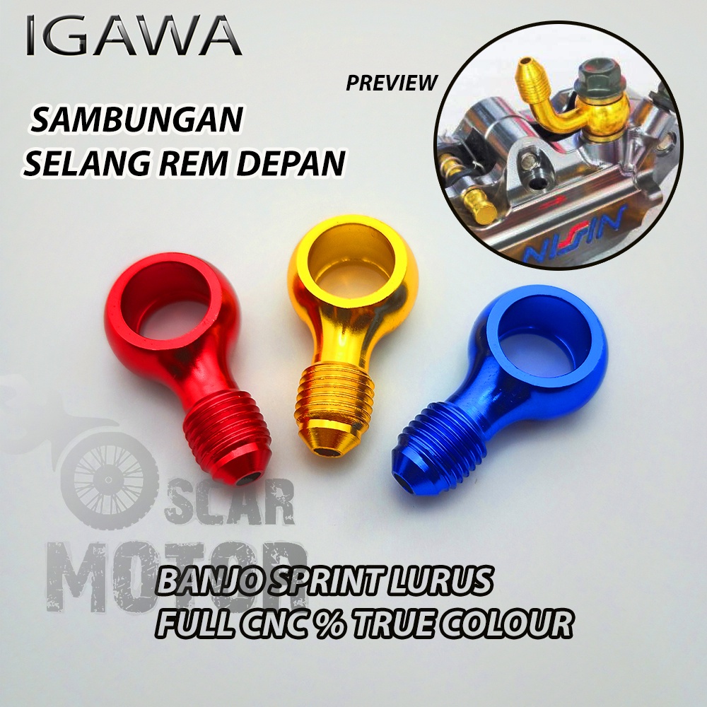 BANJO SAMBUNGAN KALIPER ANGIN SELANG REM DEPAN UNIVERSAL FULL CNC NEW motor