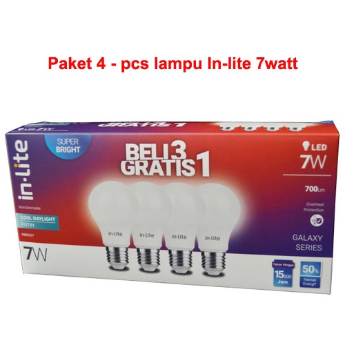 Lampu LED In-Lite Multipack 7w 7 watt 3 gratis 1 PROMO