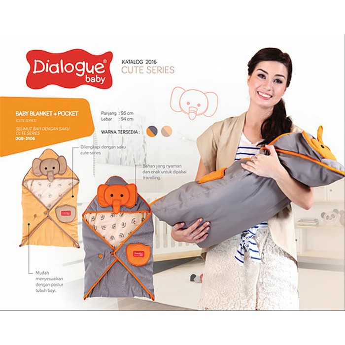 Solusi Dialogue Baby Blanket - Selimut Bayi Newborn Cute Gajah Series DGB3106 - Cokelat Limited